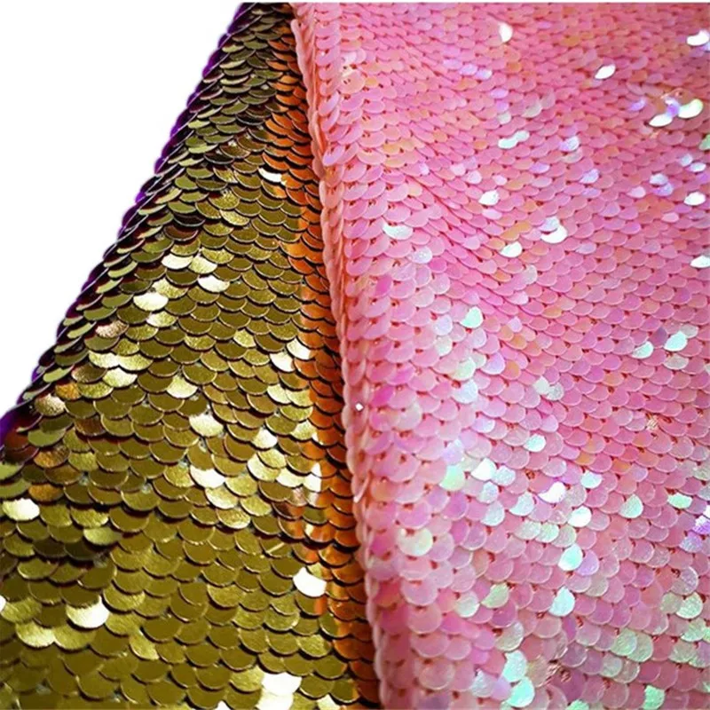 1 yard Reversible Mermaid Fish Scale 5 Mm Sequins Fabric DIY Crafts Stage Costume Pillow Coat Dress Background Wall Decorations