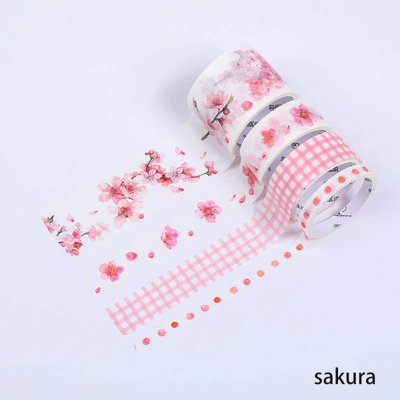 sakura 4 рулона японские канцелярские товары Живопись Стиль Васи клейкие ленты маскировки декоративные ленты стикеры s многофункциональный DIY Скрапбукинг стикер - Цвет: sakura