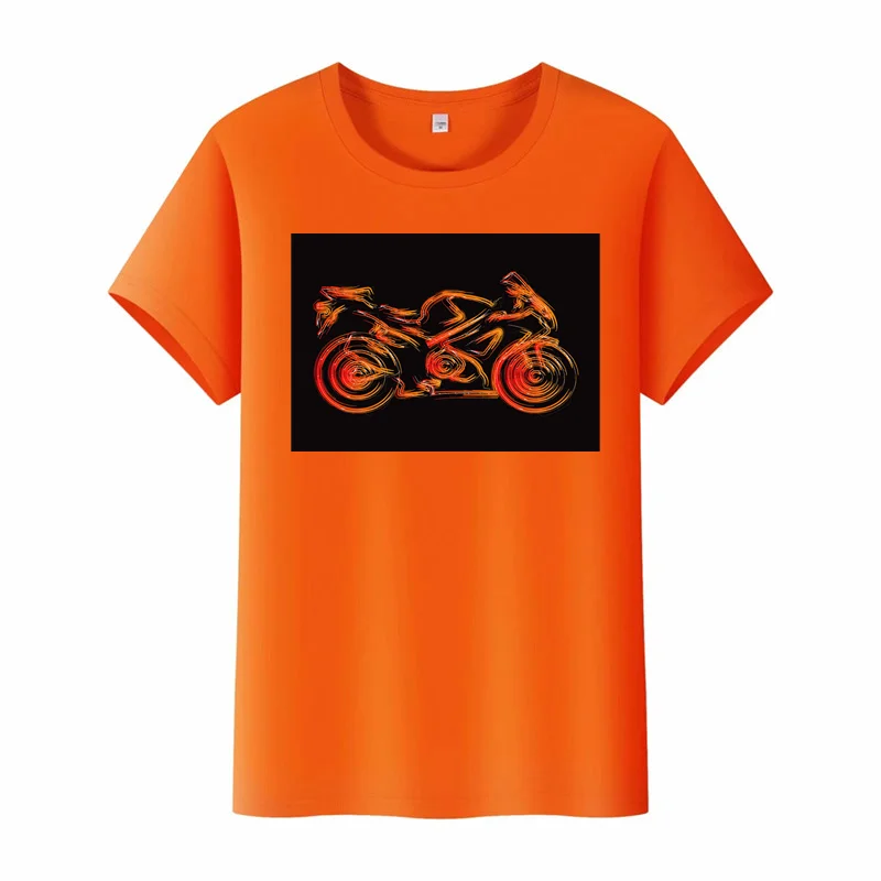 

Burning motorcycle print breathable cotton T-shirt men's short-sleeved T-shirt tops women's short-sleeved T-shirt tops