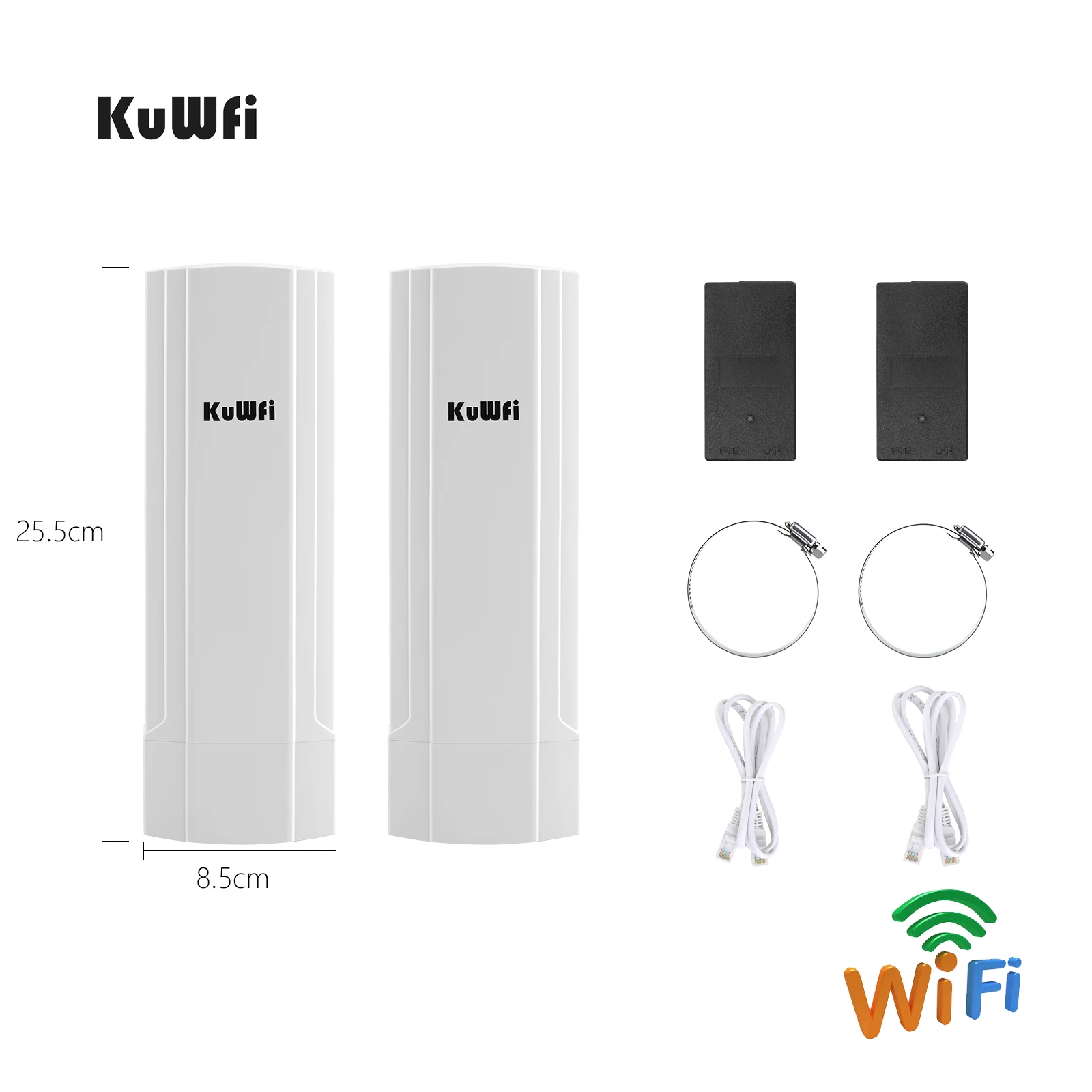 KuWFi Gigabit Wireless Outdoor Router 5.8G Wave2 WIFI Repeater WIFI Bridge Point to Point 3-5KM Extender 14dBi Antenna 48V POE