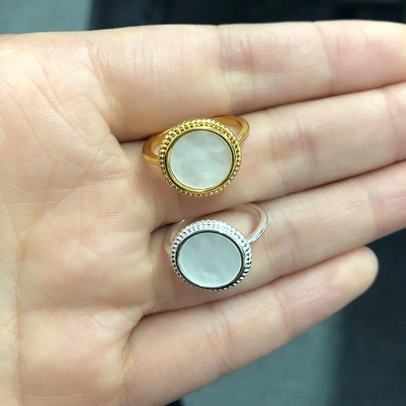 

Gold Silver Color Inlaid White Shell Rings For Women Vintage Romantic Hawaiian Coast Beach Jewelry Accessories Friendship Gifts