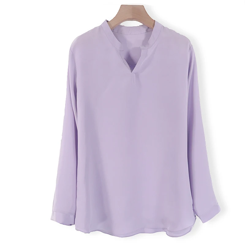 17mm 100% Silk Blouse Top Women High Quality Pure Silk Shirt Blue Summer Broken Size Limited Quantities 5