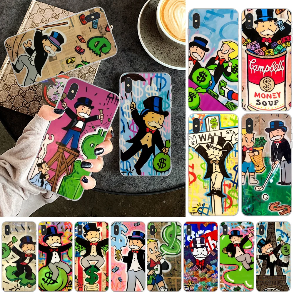 Монополия для Iphone 7 8 Plus мультфильм доллар корпус под плетенную сумку Чехол