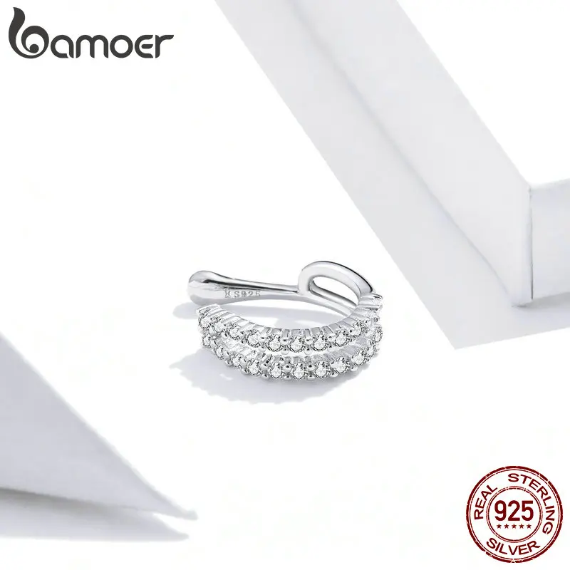 

Серьги-клипсы женские из серебра 925 пробы, с фианитами, 1 шт.