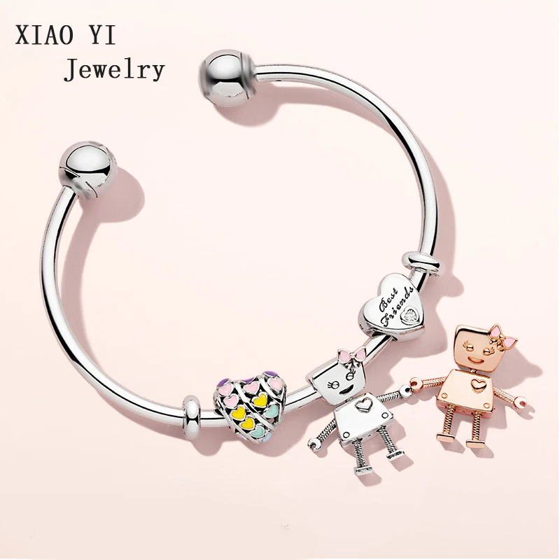 

XIAOYI jewelry 100% S925 11 charm open bracelet 596477 classic personality simple woman gentle wedding party beautiful