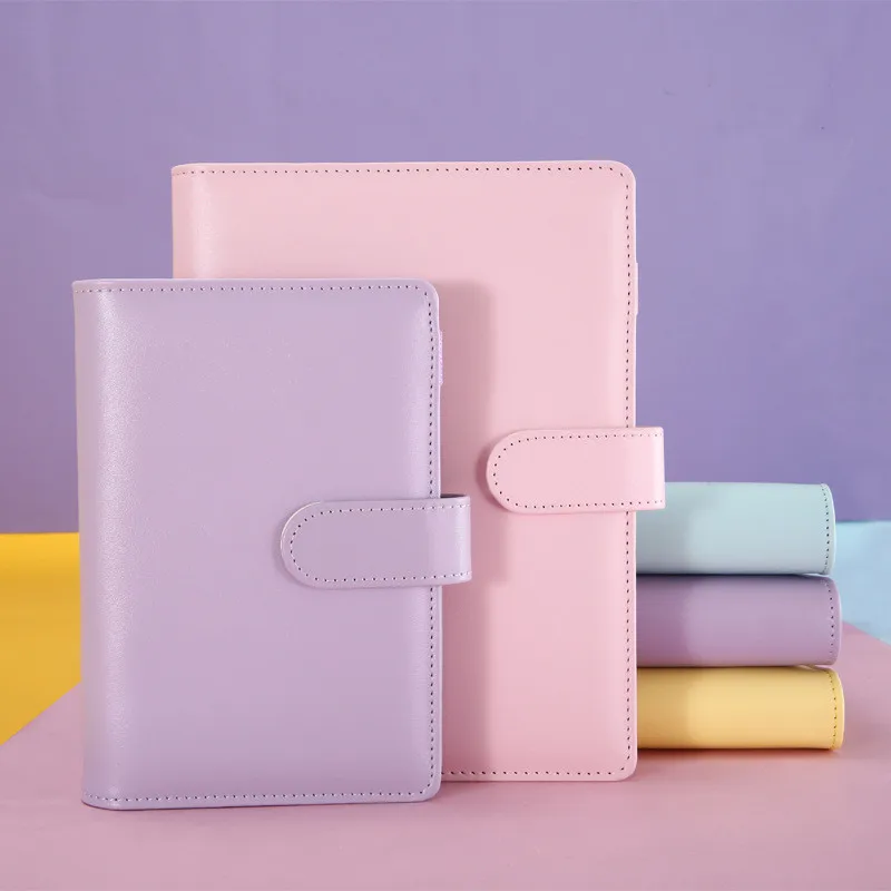 

2023 Diary Colorful A5/A6 PU Macaroon Loose-Leaf Cover Binder Dairy Notebooks Hard Cover Refill Journal Travelers Leather Noteb