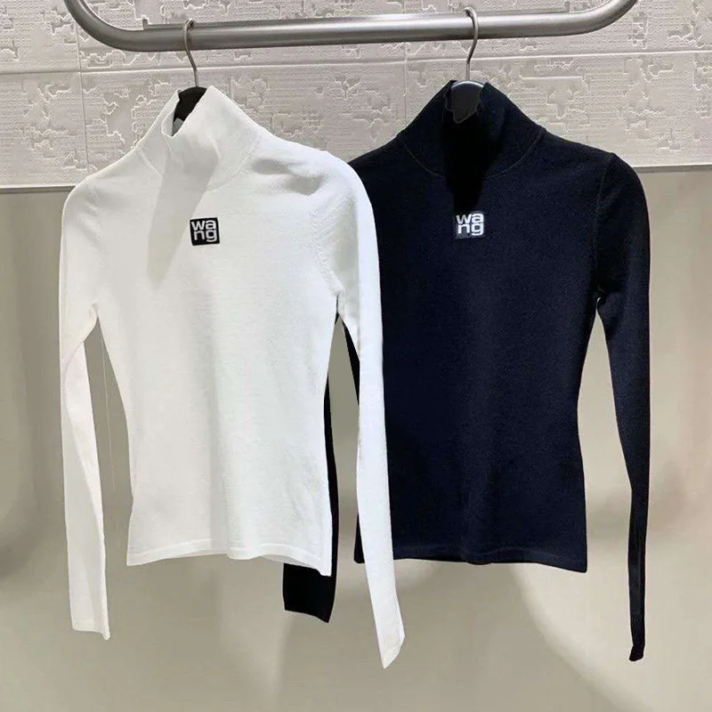 

Wang New Turtleneck Sweater Knit Sweater Women's Top Long-sleeved T-shirt Slim Bottoming Shirt Pullover
