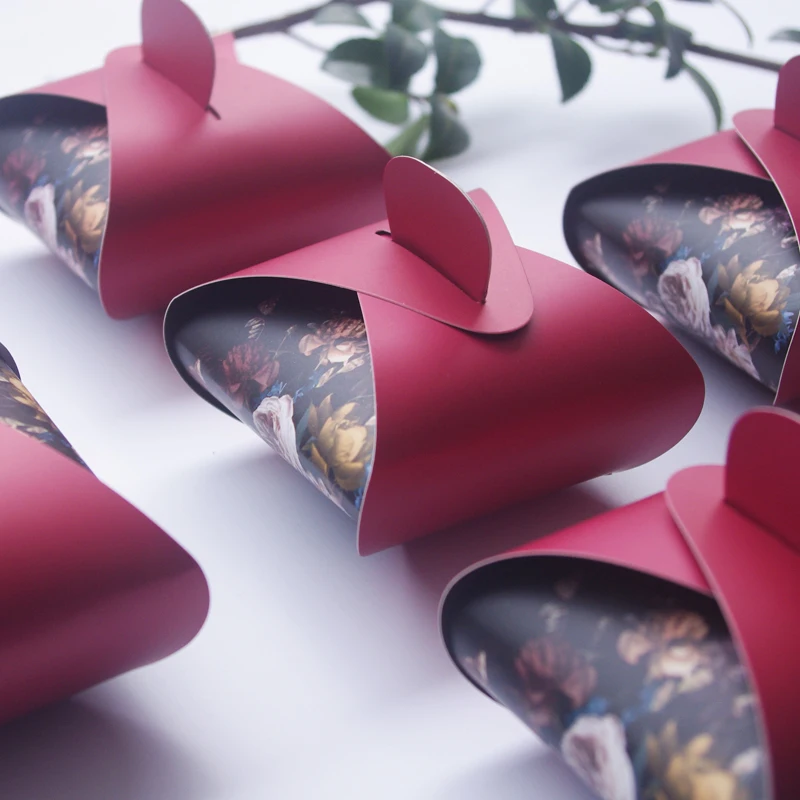 Бургундия бумажные конфеты подарочная коробка мешки для пирожных с ручками