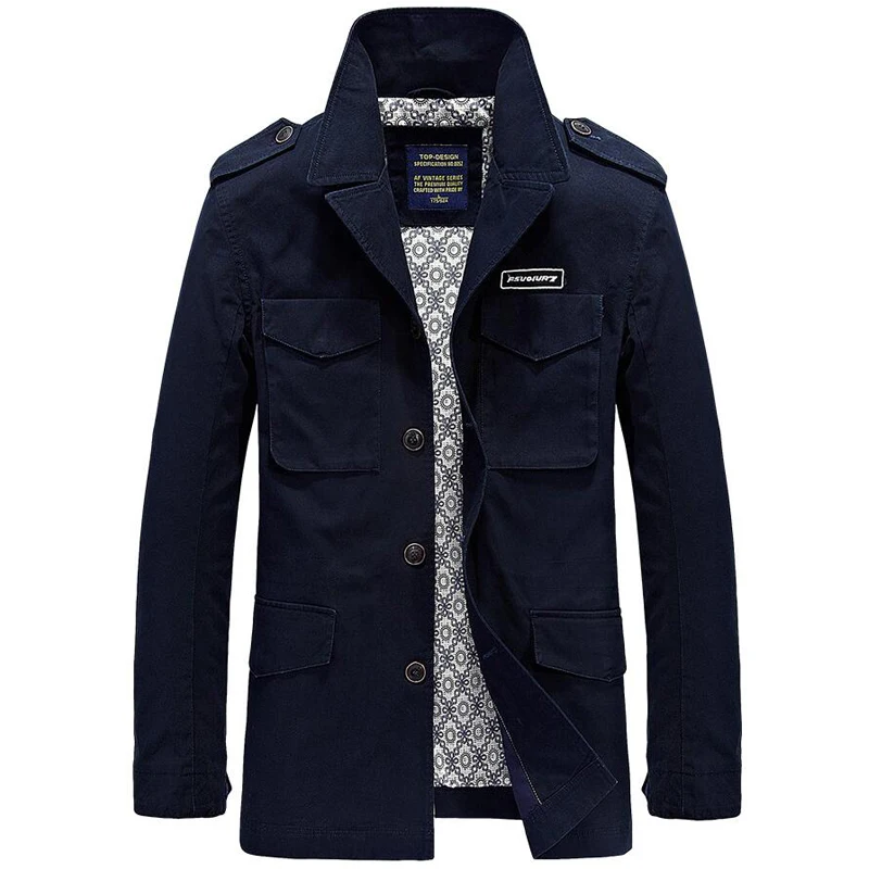Длинный Тренч мужской повседневный многокарманный военный жакет chaqueta larga hombre мужской модный ветровка хлопковый плащ s
