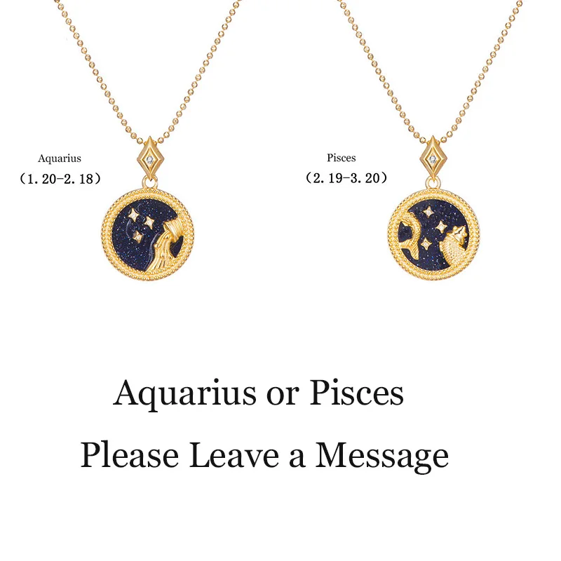 Blue-Aquarius-Pisces Leouerry 925 пробы Серебряное 12 ожерелье Созвездие эксклюзивный фритиллярный/синий песчаник зодиакальные ожерелья для женщин - Цвет камня: Blue-Aquarius-Pisces