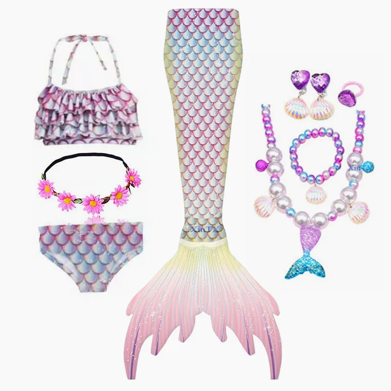 Детский купальный костюм с хвостом Русалочки косплей-костюм для праздника