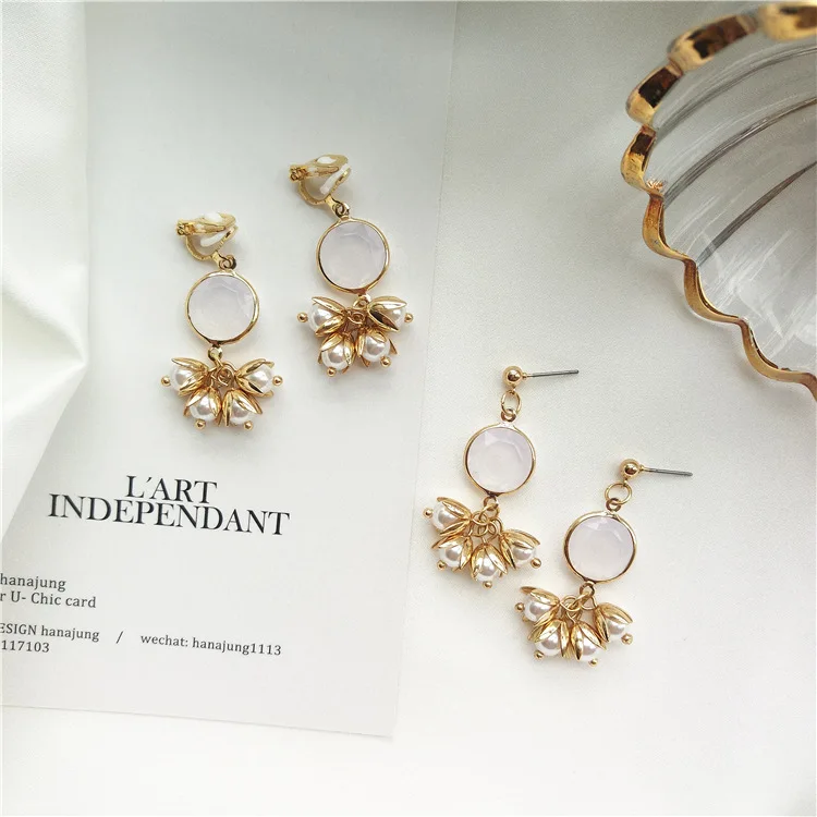 Японские натуральные весенние серьги-клипсы в виде леса серьги без проколов