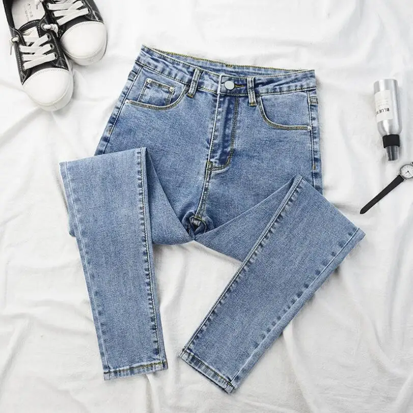 

Streetwear Women Jeans Plus Size Denim Trousers High Waist Vintage Skinny Pencil Pants 2021 Stretch Elastic Korean w186