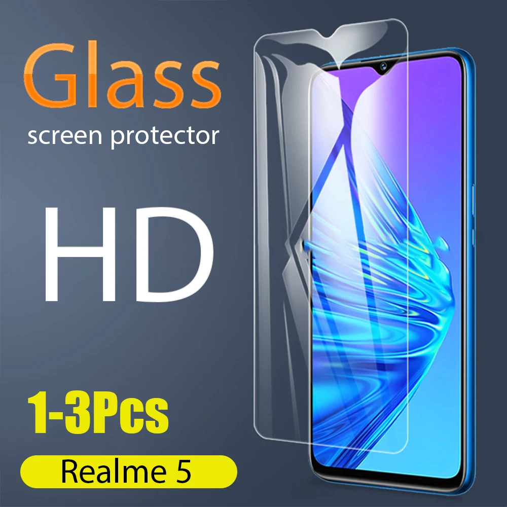 1-3 Pcs Full Tempered Glass For OPPO Realme 5 Screen Protector 2.5D 9h tempered glass for Protective Film  Мобильные телефоны