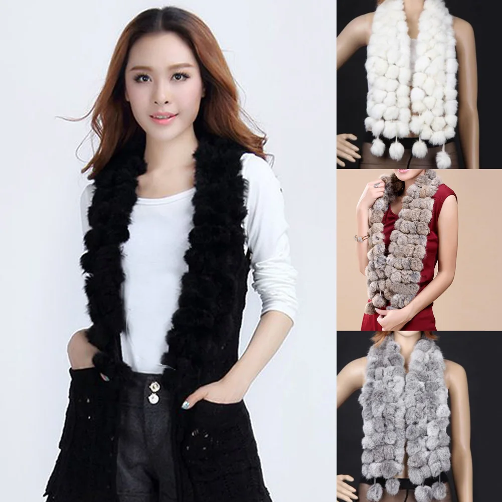 

Women Winter Faux Rabbit Fur Scarf Lady Casual Fur Scarves Ball Velvet Rabbit Echarpe Long Style Warm scarves