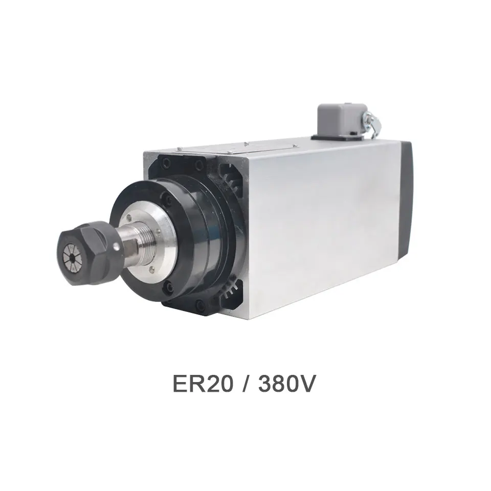 ЧПУ 4 кВт Мотор шпинделя ER20/ER25 Air CooledSpindle 4 подшипника 220 В/380 квадратный шпиндель фрезерные станки инструменты для гравировки с ЧПУ - Цвет: ER20 380V