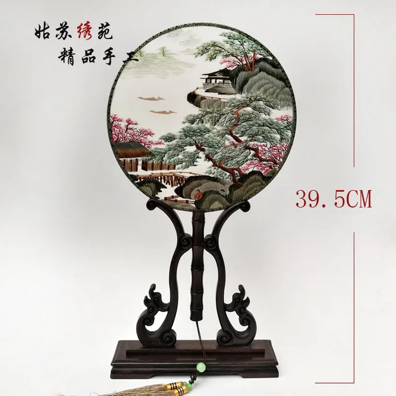 Товары для вышивки Suzhou двухсторонняя Цветочная вышивка веер в китайском стиле