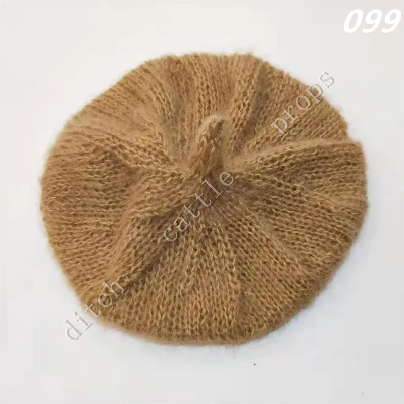 

Newborn Photography Props, Hand Knitted Mohair Hat Berets