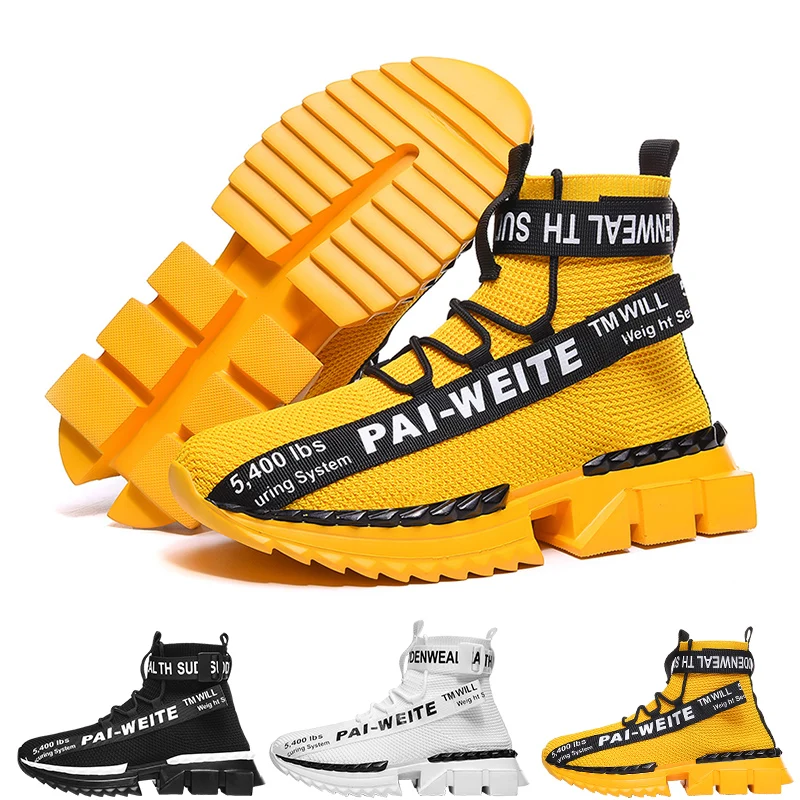 Кроссовки носки мужские высокие Повседневные Дышащие кеды популярная