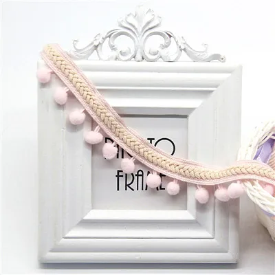 Pink 2 ярда винтажная вышитая лента 1,2 см помпон лента с бахромой Кружево DIY Швейные аксессуары украшения принадлежности - Цвет: Pink