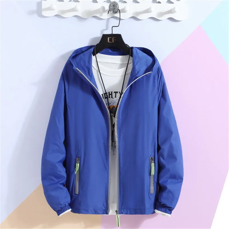 

Summer Thin Jacket Men Women Red White Top 2021 New Plus Size 7XL Loose Couples Outdoor Sports Sun Protection Hooded Coat Jacket
