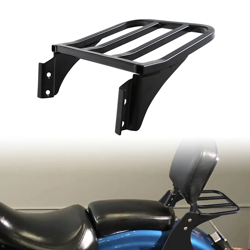 Съемный задний багажный стеллаж для мотоциклистов черный хром Harley Heritage Softail Dyna