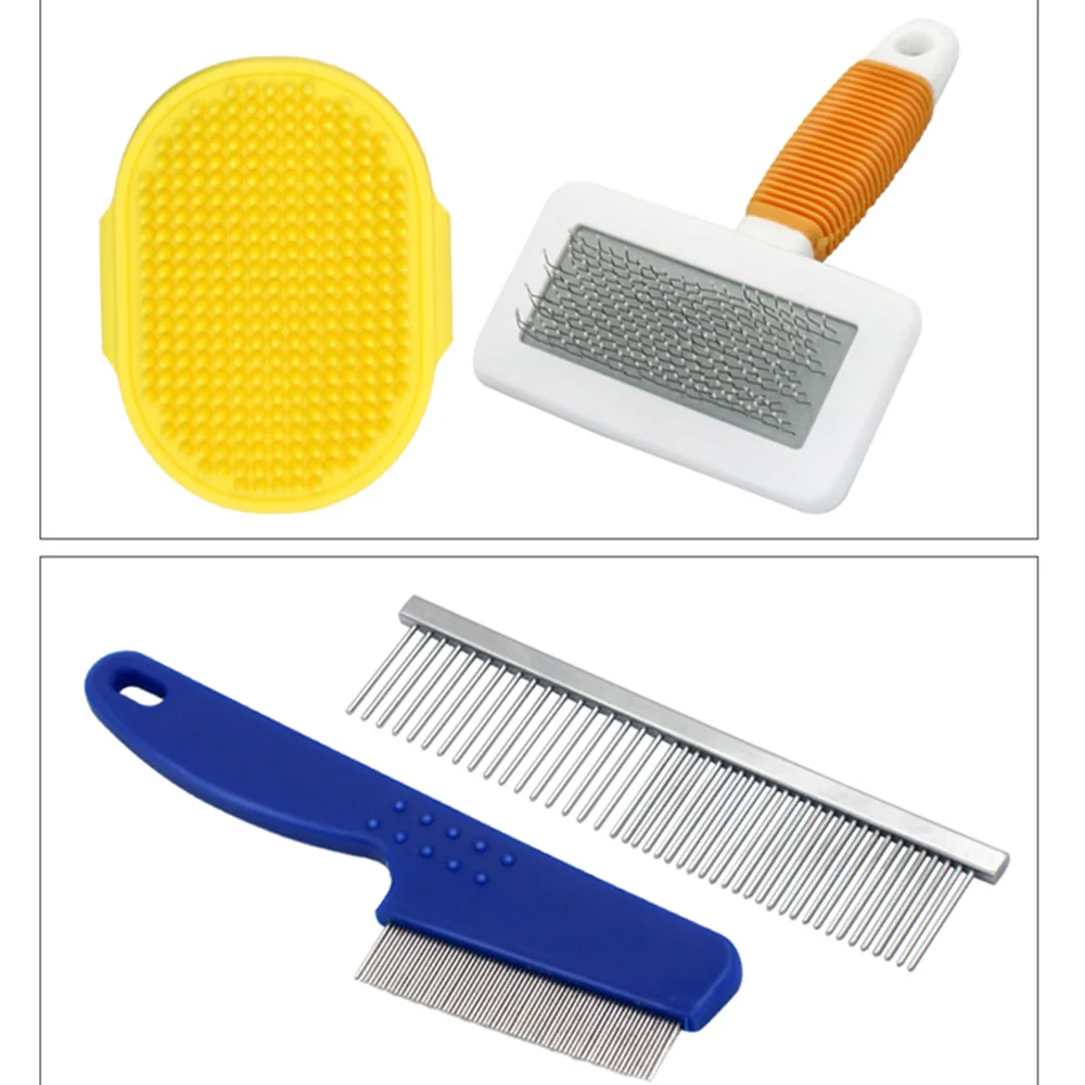 

Hot 8 Pcs Pet Grooming Set Toothbrush Wire Beauty Comb Pet Bath Massage Brush Nail clippers Pet Scissors For puppy large Dog