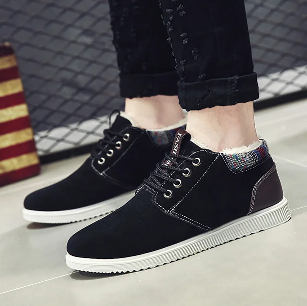

Men Boots Men's Shoes Sneaker Winter Shoes Ankle Boots Snow Boots Flat Casual Warm Plush Plus Size Fur Boots for Men Black Blue