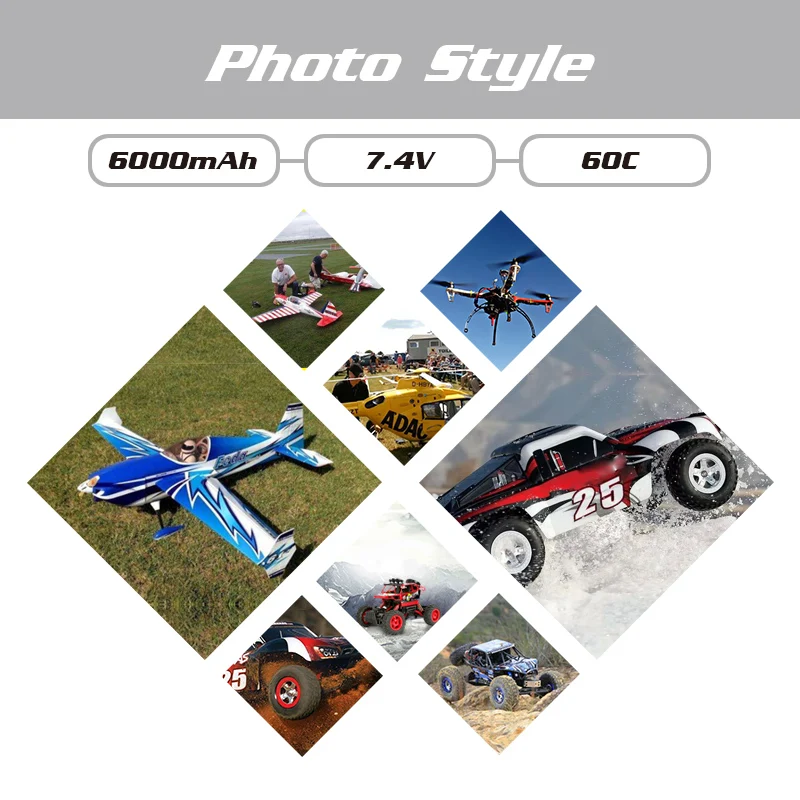2 шт HRB RC Lipo 2S 7 4 V Аккумулятор 6000mAh 60C MAX 120C Жесткий Чехол для Traxxas 1/10 масштаб