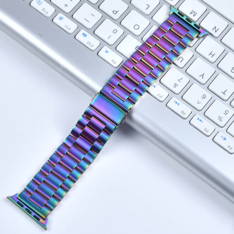 Colorful ProBefit Нержавеющая сталь ремешок для наручных часов Apple Watch, 42 мм, 38 мм, версия 1/2/3/4(мы продаем только ремешок для часов браслет для наручных часов iWatch серии 4 5 44 мм 40 мм - Цвет ремешка: Colorful