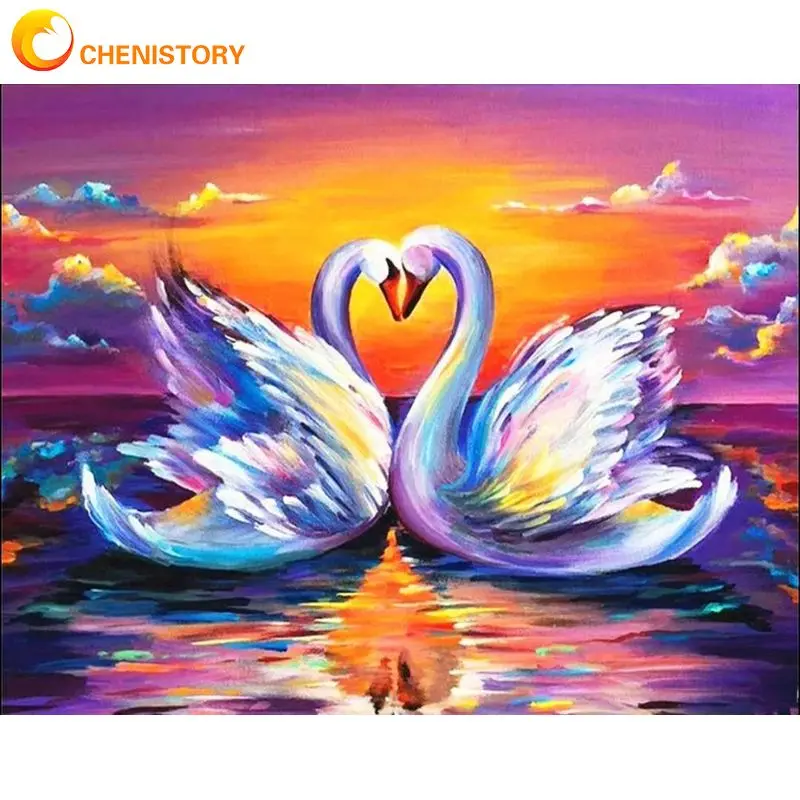 

Набор для рисования по номерам на холсте, с изображением Лебедя в озере