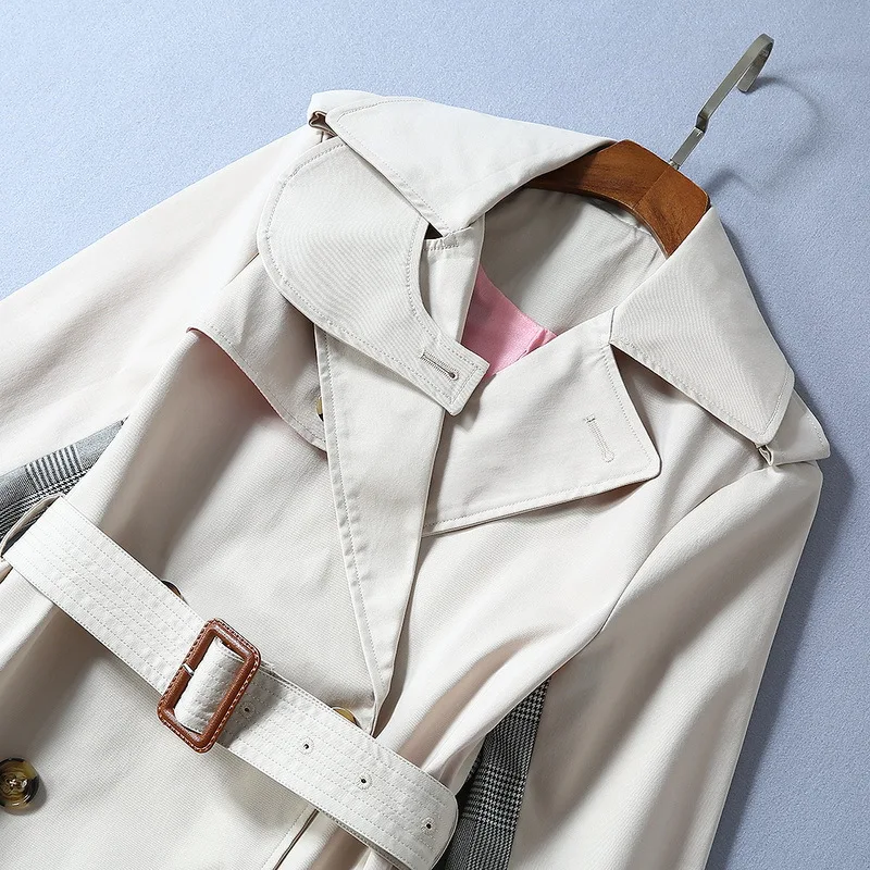 2019 осенне зимний женский элегантный двубортный Тренч шикарная Женская ветровка