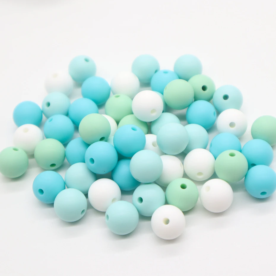 Itymama 100pc Silicone Beads 15mm 12mm Baby Teething Necklace Food Grade Teething Beads Nursing BPA Free Jewelry Baby Teethers