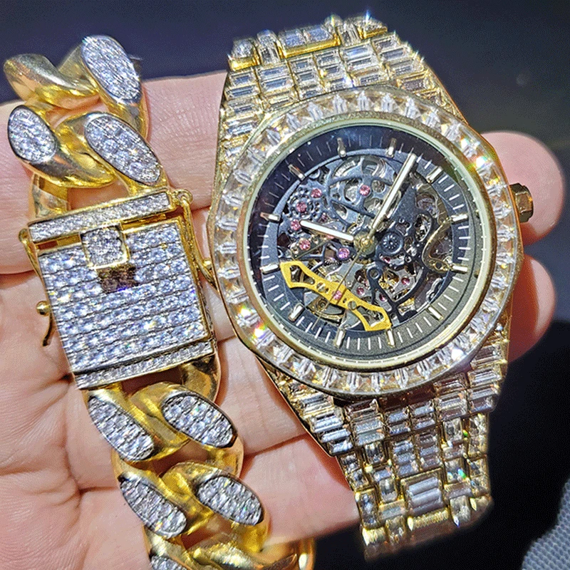 Relogio Masculino Skeleton Automatic Men Watch Top Brand Luxury Sapphire Crystal 30M Waterproof  Men Mechanical Wristwatches