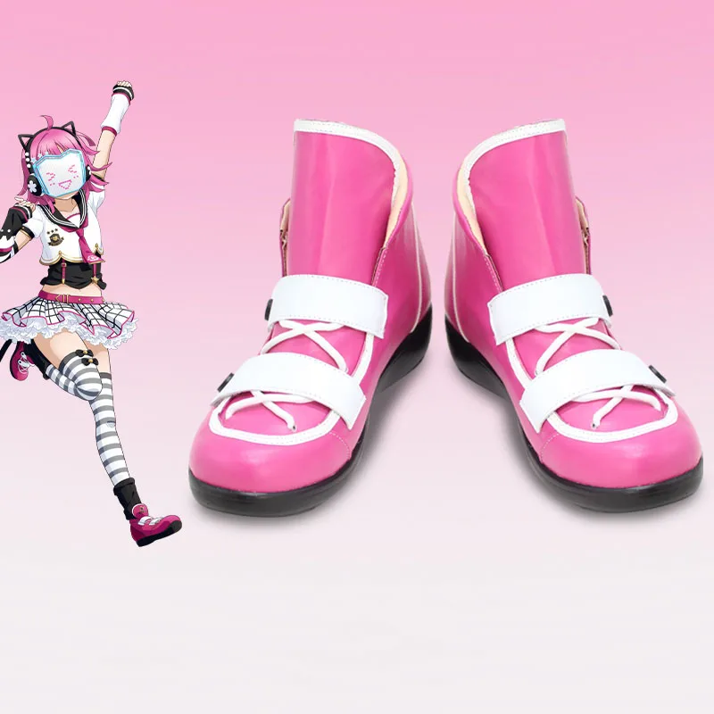 

Tennouji Rina LoveLive! Cosplay Shoes Cos Role Zipper Short Boots PU Leather Pink Shoes
