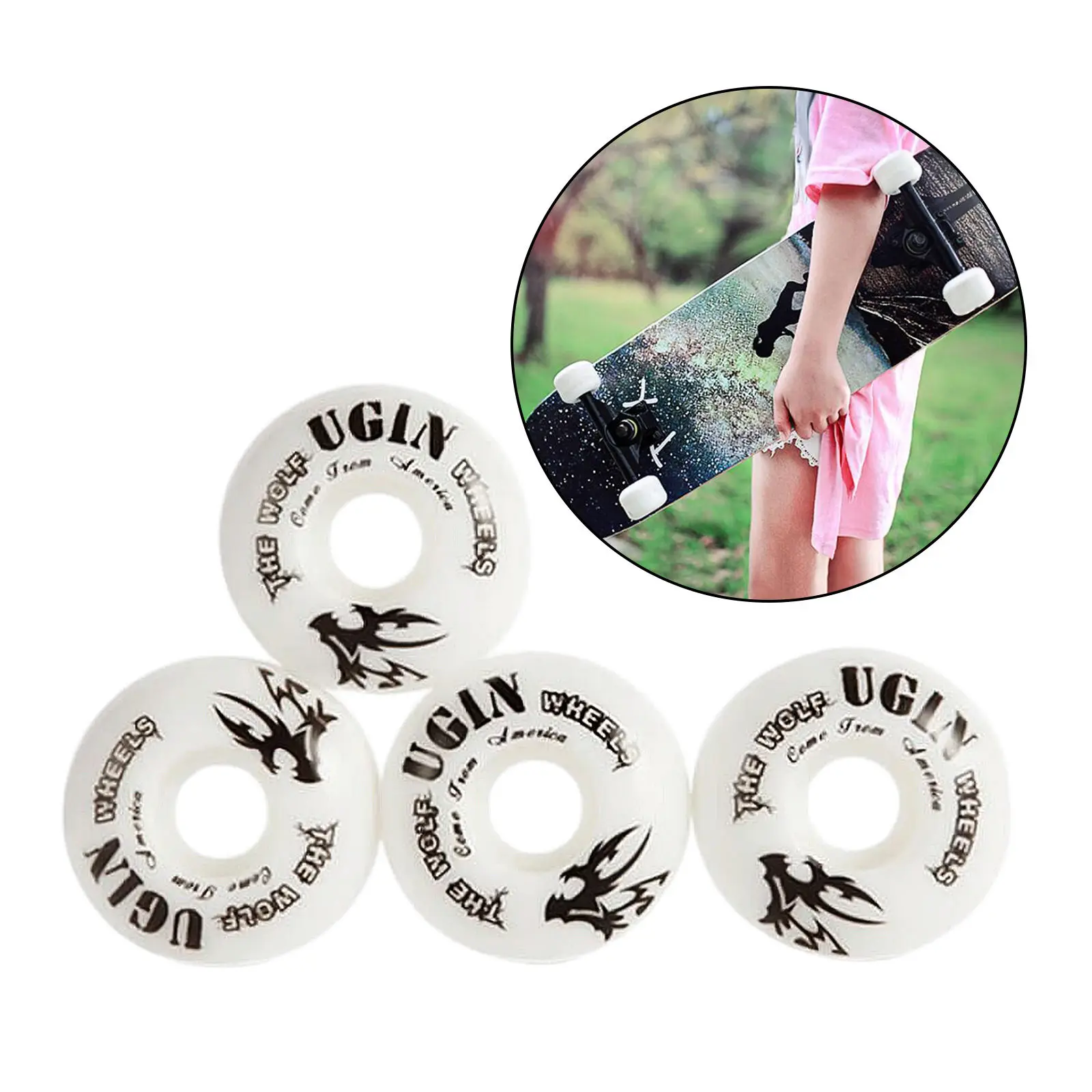 

Skateboard Wheels Set 4 Pcs High Strength 52mm Skateboard Wheels Replacement with Pattern for Flat Surface