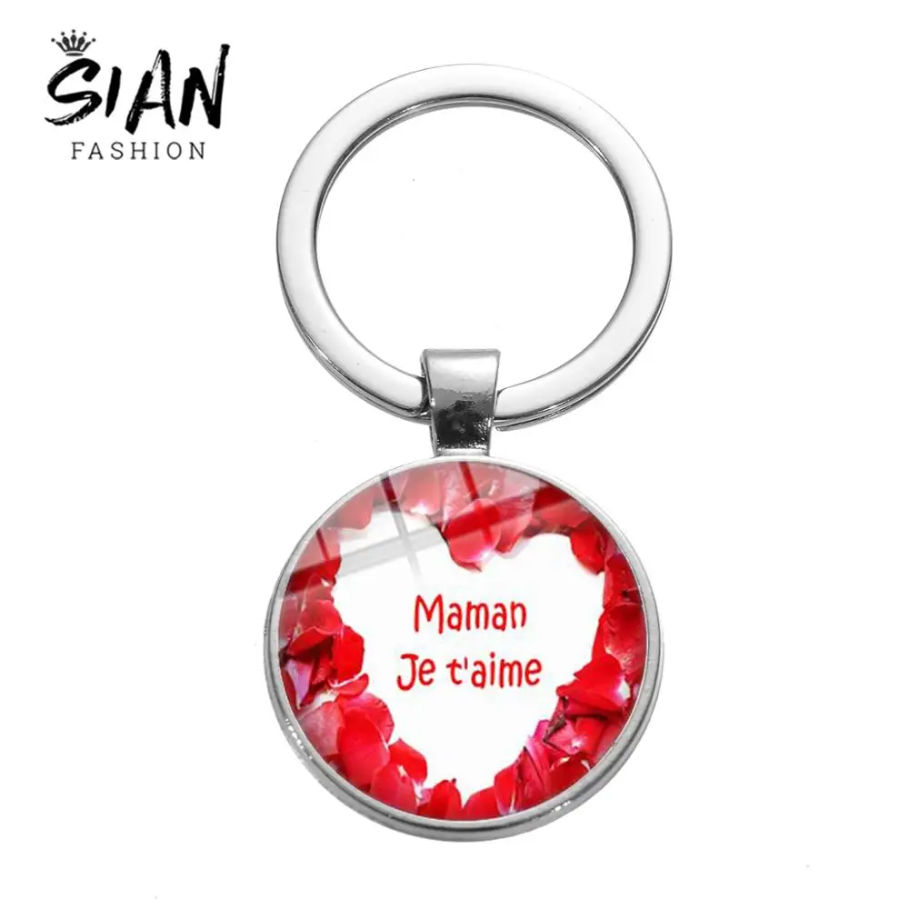 Азиатских 2019 французский Je T'aime Maman брелок супер Mom &amp Papa и I Love розовое сердце