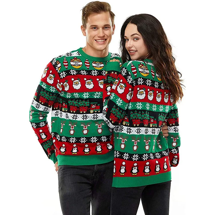

European and American new Christmas sweaters men and women 2021 fashion simple personality long-sleeved couples sweaters