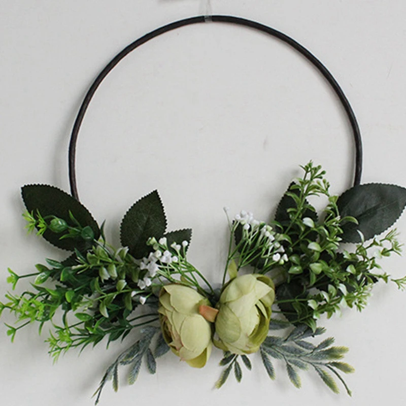 

Nordics Wall Decorative Wreath Creative Simulation Flower Vine Circle Festival Home Decoration Pink White Flower 2021 New