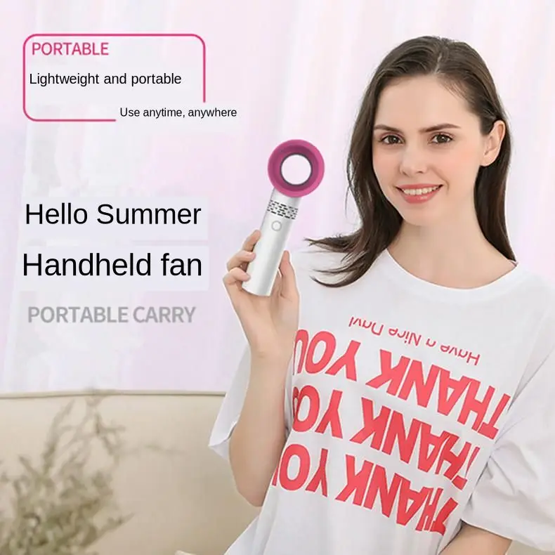 Мини вентилятор ручной без пузырьков воздушный охладитель USB Перезаряжаемый со
