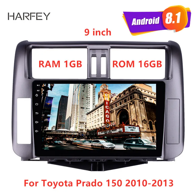 Harfey 9 дюймов Android 8,1 для Toyota Prado 150 2010-2013 радио gps система с 1024*600 сенсорным экраном Bluetooth Поддержка музыки DVR