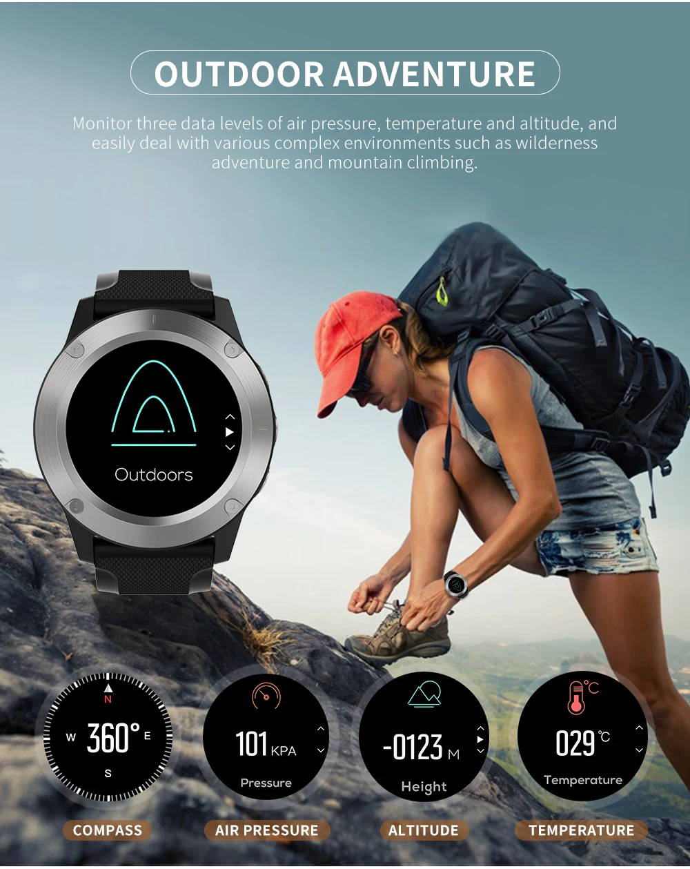 Мужские спортивные водонепроницаемые Смарт часы с пульсометром и сенсорным