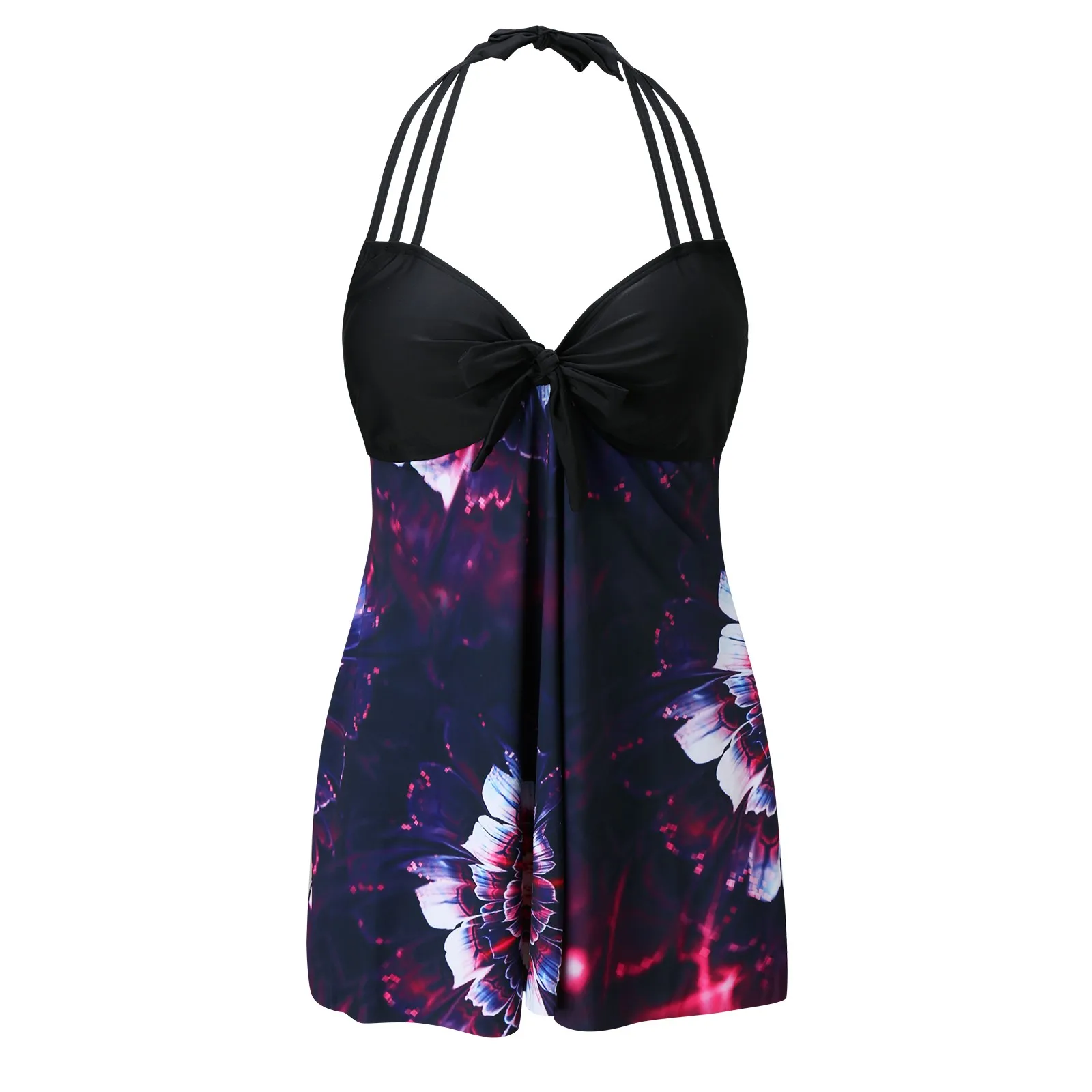 Женские Танкини большой комплект бикини с цифровым принтом пляжный раздельный