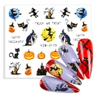 Милая кошка летучая мышь ведьма наклейка с тыквой дизайн ногтей водные тотосы слайдерысамоклеющаяся наклейка для ногтей стикер 3D Советы наклейки