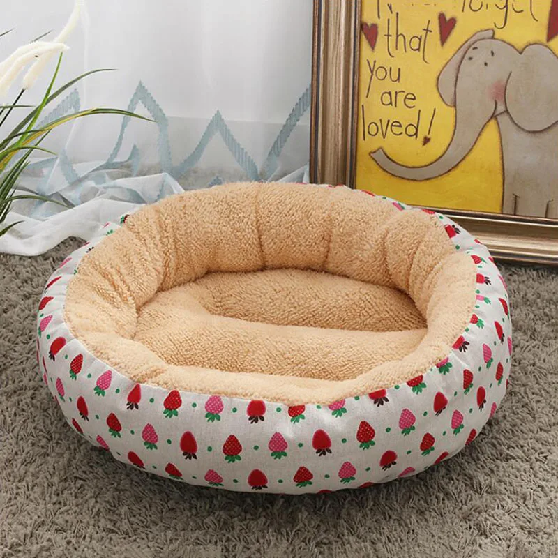 

Round Print Dog Sleeping Mat Winter Warm Pet Bed Kennel Soft Plus Dog Cat Bed Sofa Portable Puppy Cushion Mat Drop Shipping