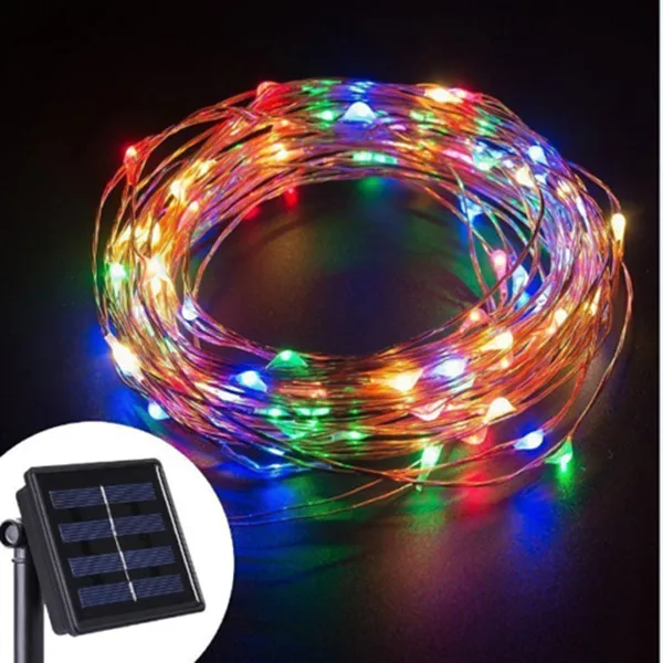Multicolor Открытый Солнечный медный провод светодиодный гирлянды 20 м 10 м 5 м водонепроницаемый сказочные огни для рождественского сада Праздничная лампа Decorat - Испускаемый цвет: Multicolor