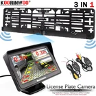 Koorinwoo Беспроводной Россия ЕС Универсальный рамка номерного знака автомобиля радиолокатор датчик парковки с монитором HD CCD Камера комплект заднего вида