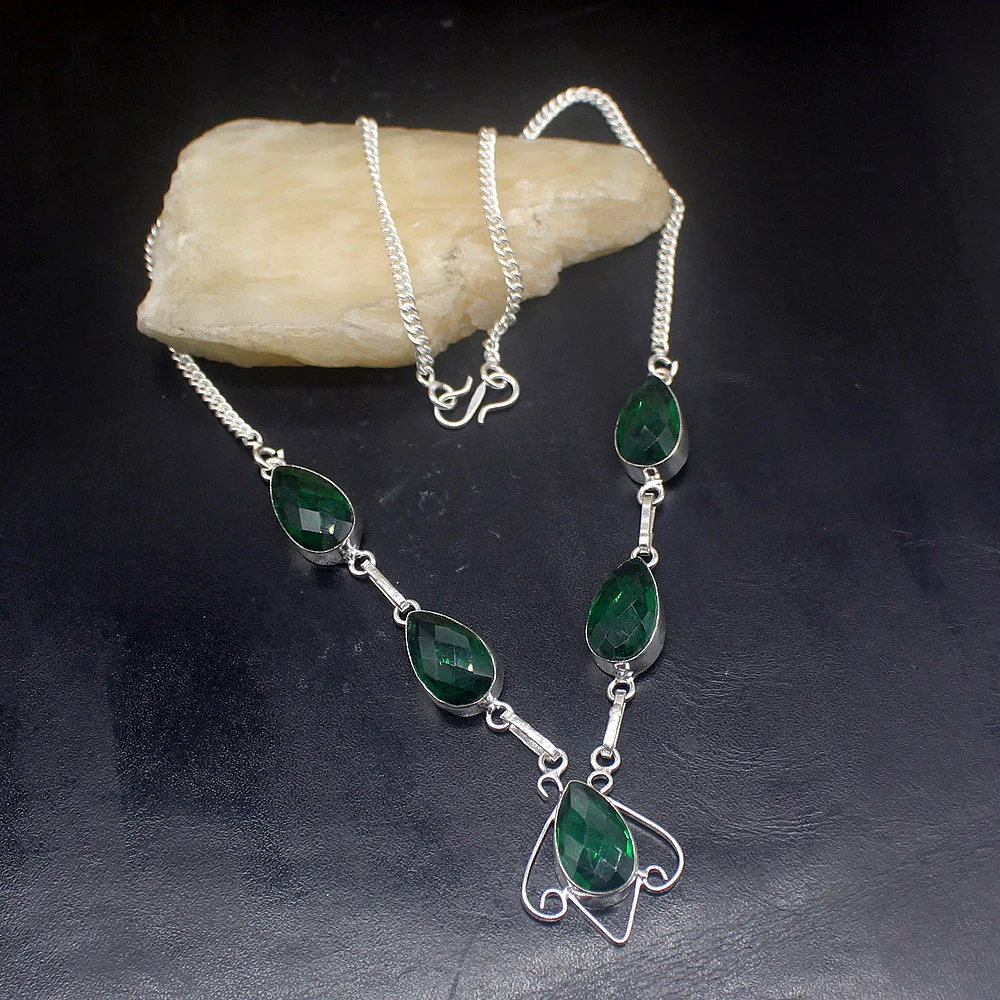 Hermosa ювелирные изделия светящаяся КАПЛЕВИДНАЯ зелентопаз серебряного цвета для женщин Подарки Кулон ожерелье цепочка 46 см 20213426