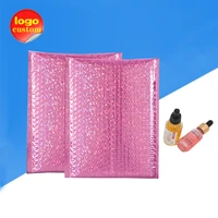 laser pink rose gold metallic foil bubble padded bag mailing holographic envelope lipgloss packaging lash cosmetic gift express