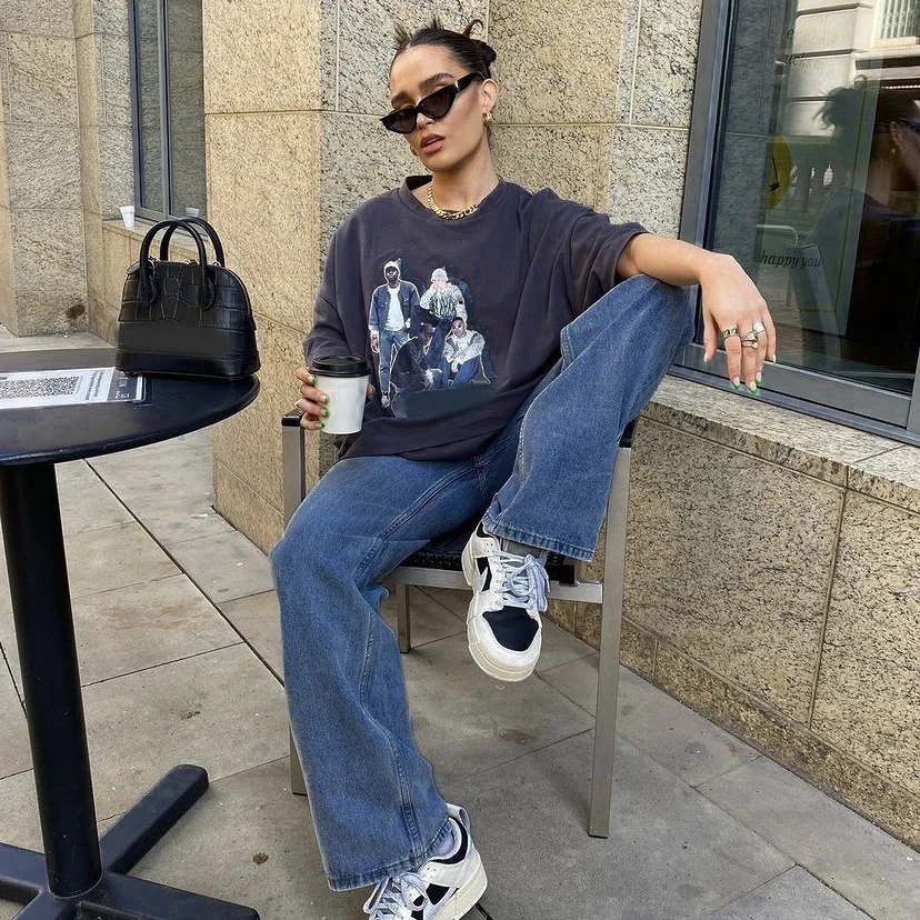

Summer Autumn Girls Long Jeans Ladies Leisure Style Solid Color High Waist Straight-leg Trousers Loose Denim Pants